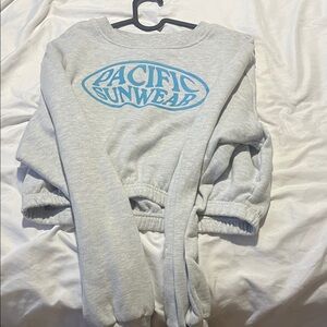 PacSun Heather Gray Sweatshirt with Sky Blue Logo